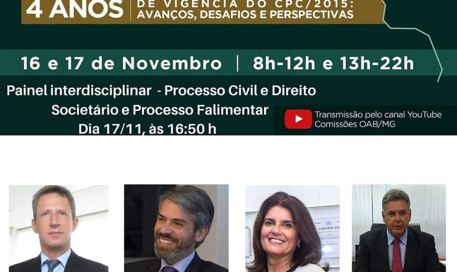 Presidente Comissão de Direito Societário da OAB/MG participa de Congresso de Processo Civil.