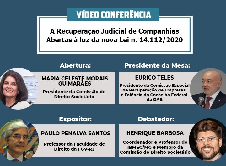 Presidente da Comissão de Direito Societário presidirá a 9ª Reunião Virtual Ordinária da Comissão de Direito Societário OAB/MG.